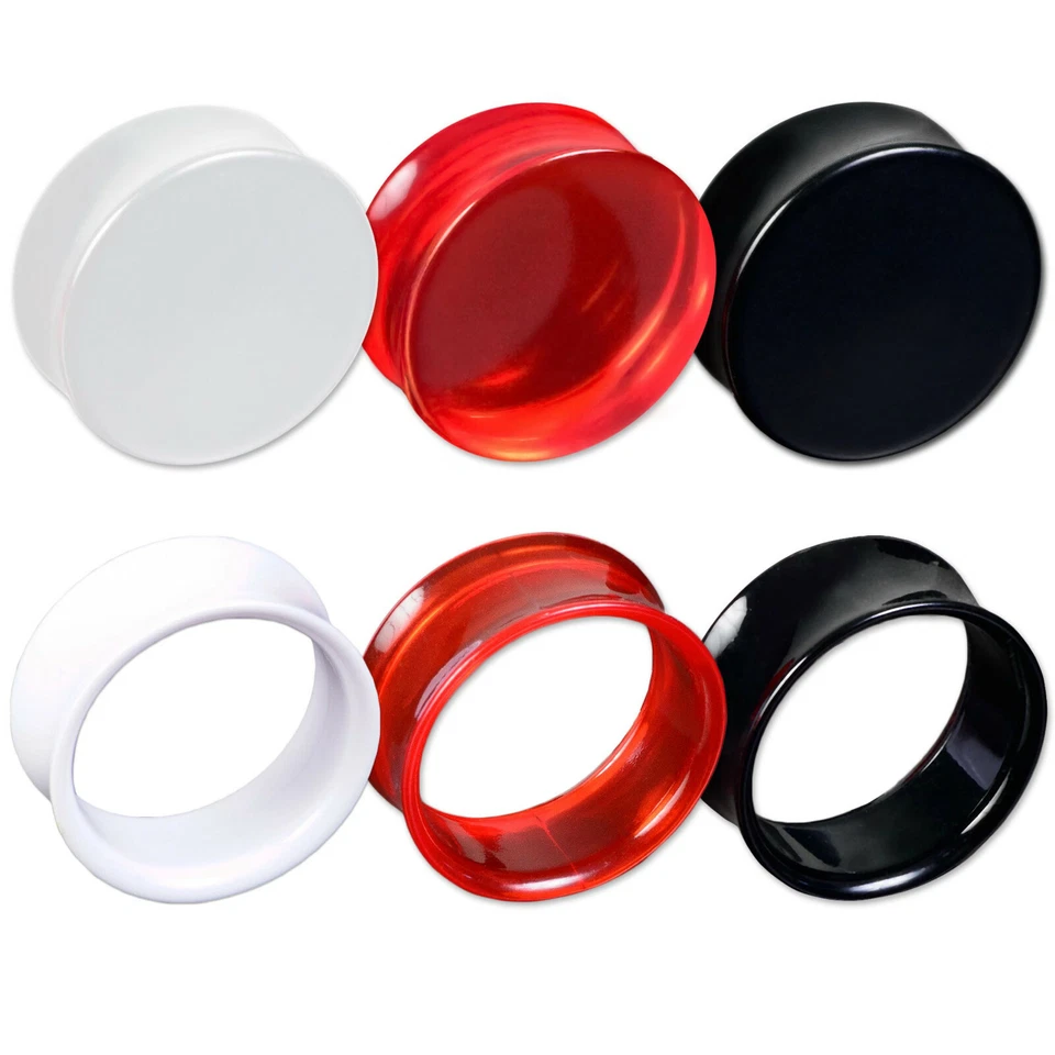 3-25mm Plug Flesh Tunnel double flared Acryl Ohr Piercing Kunststoff Tube UFT - Bild 1 von 1