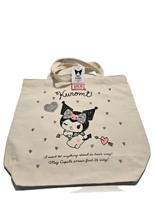 Borsa tote Sanrio Daiso Kuromi shopping cotone nuova regole dell'amore cenno con arco - Foto 1 di 4