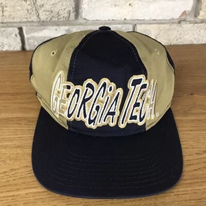 RARE Vintage 90s Starter Bubble Script Georgia Tech Yellow Jackets Snapback Hat - Picture 1 of 8