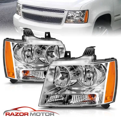 2007-14 Replacement Chrome Headlight Pair for Chevy Avalanche Subarban Tahoe - Image 1 of 4