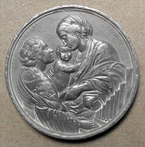 B763 Italy: Annibal Caraccius (Bust) (Virgin And Child And St. Cecelia). Lead - Picture 1 of 2