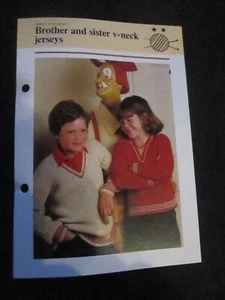 KNITTING PATTERN GIRLS AND BOYS BROTHER AND SISTER V-NECK JERSEYS **MUST SEE ** - Picture 1 of 1