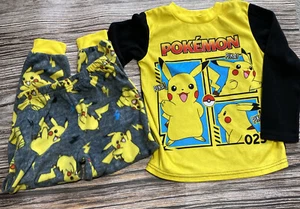 Pokemon Pikachu Pajamas Set Shirt Pants Boys XS 4/5 Elastic Waist - Picture 1 of 1