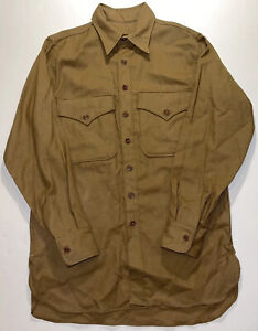 Vintage US Military Army CPO Wool Field Shirt Brown Stencil Men’s Large L USA
