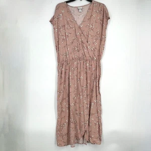 Ava & Viv Womens Size X Faux Wrap Dress Blush Pink Floral Print Short Sleeves - Picture 1 of 10