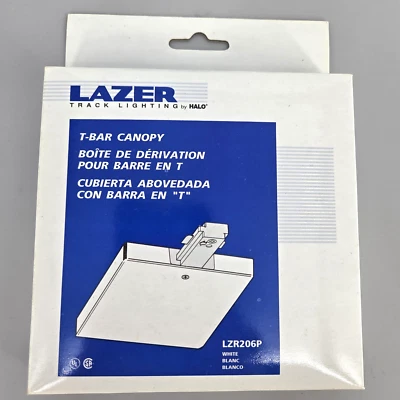 Lazer Track Lighting LZR206P T-Bar Canopy Feed Connector White by Cooper Halo - Image 1 of 4