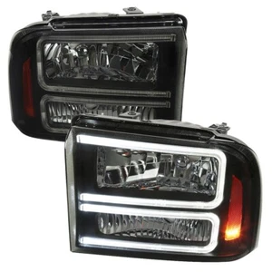 05-07 Ford F250 F350 Super Duty Truck SK negro carcasa faros C doble LED DRL - Imagen 1 de 3