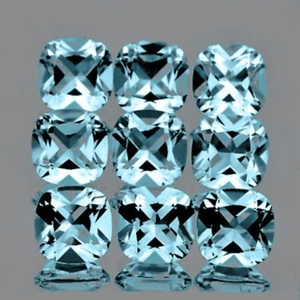 Natural Sky Blue Topaz Cushion 5.00 mm 9 pieces AAA Fire {Flawless-VVS} - Picture 1 of 2