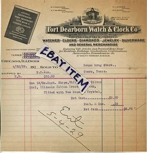 1929 BILLHEAD Chicago ILLinois FORT DEARBORN Prochnow Weibezahn Harsted Sherry - Picture 1 of 1