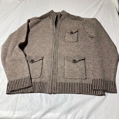 Blue Pronto Uomo Mens Brown Long sleeve Wool Cardigan Sweater Full Zip Size XL - Image 1 of 4