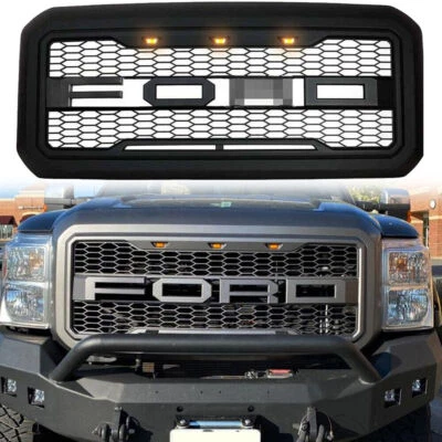 Grille For Ford 2011-2015 16 F250 F350 Super Duty Raptor Style Grill Matte Black - Image 1 of 4