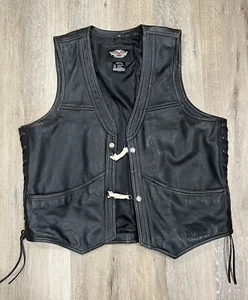 Chaleco de montar de cuero Harley Davidson raro para hombre 2XL EE. UU. - Imagen 1 de 14