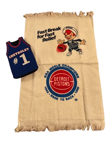 1990 Detroit Pistons Basketball Double Champion Tea Towel Chevrolet Koozie Cover