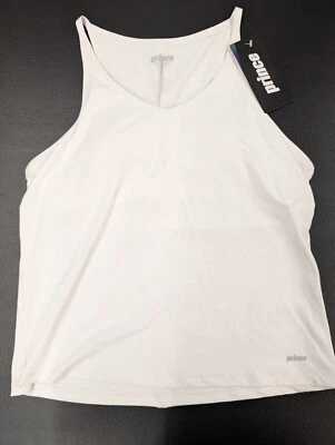 Womens Prince Tank Top Sz L Mesh Vent Built-in Bra White Tennis Pickleball - Image 1 of 4
