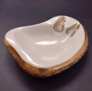 Vintage MCM Ashtray Weeping Gold 24K Trim Porcelain Approx 5" - Picture 1 of 7