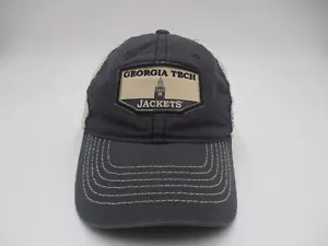 Georgia Tech Yellow Jackets Zephyr Trucker Hat Cap Blue Beige Snap Back Mens - Picture 1 of 8