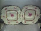 Pair of Herend Porcelain Apponyi Purple Pattern 11” Square Plates