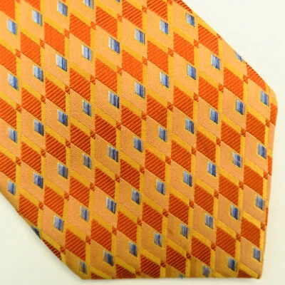 Tom James Innocenti Mens Neck Tie Bright Orange Geometric 58"x3.75" Abstract - Image 1 of 4