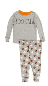 Rae Dunn Sz 4 Pajama Set Halloween Unisex BOO CREW Top Pumpkins Ghosts Pants NWT - Picture 1 of 16