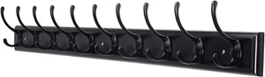 Estante colgante de capa montado en pared 10 ganchos dobles 38-1/4"" de largo, 16"" de orificio a orificio - Imagen 1 de 22