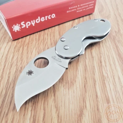 Spyderco Cricket Frame Folding Knife VG-10 Steel Blade Brushed Stainless Handle - Image 1 of 4