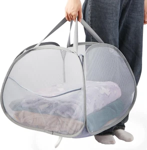 Collapsible Laundry Baskets, 90L Large Foldable Laundry Basket, Durable Mesh - Picture 1 of 12