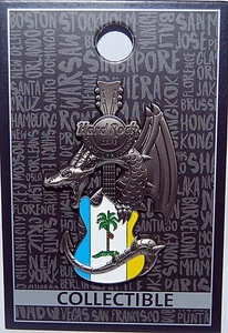 Hard Rock Cafe GEORGE TOWN PENANG Year 2024 Dragon & Flag Guitar Pin - Picture 1 of 1