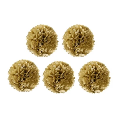  5 Pcs Gold Pompom Flower Decorative Poms Tissue Paper Flowers Kit - Image 1 of 4