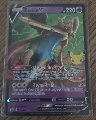 Pokémon TCG Zacian v Celebrations Holo Ultra Rare Card 016/025 - Image 1 of 2