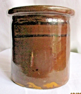 ANCIEN POT A GRAISSE CONFIT -CONFITURE  TERRE CUITE VERNISSE -ART POPULAIRE - Photo 1/4