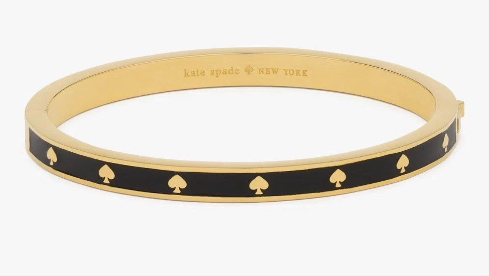 Brazalete con bisagras Kate Spade New York Spot The Spade esmalte negro y dorado nuevo con etiquetas Foto 1 de 3