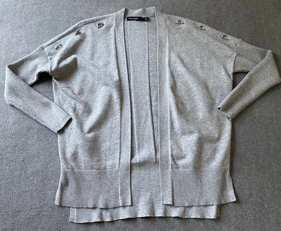 Cárdigan Suéter Karen Millen Mujer S Gris Palanca Abierta Mínimo Chic Usado en Excelente Condición Foto 1 de 4