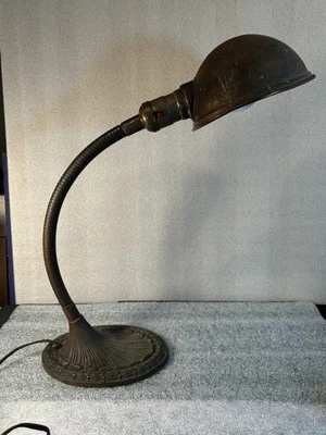 1930-40’s  Greist Manufacturing Company Brass Table Desk Lamp Gooseneck Works! - Image 1 of 4