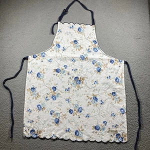 Laura Ashley Schürze blau rose Blumen weiß Jakobsmuschel Borte feminin Landhaus Shabby - Bild 1 von 12