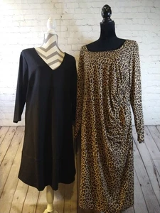 Neu mit Etikett Paket mit 2 Umstandskleidern / THE NINES schwarzes Kleid & ISABEL Leopardenmuster - XL - Bild 1 von 23