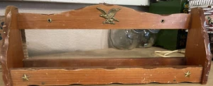 Vintage Eagle Emblem Adorned Wooden Shelf Hang Or Tabletop 16.5” Long 2” Deep - Picture 1 of 18