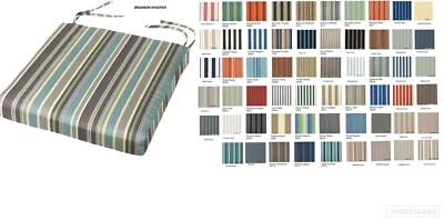 2" Sunbrella Stripes Custom Outdoor Dining Chair Cushion with ties - Image 1 of 4