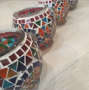 Mosaic Glass Candle Holder - Picture 1 of 3