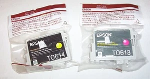2 x Epson genuine inkjet cartridges T0613 magenta, T0614 yellow - Picture 1 of 1