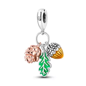 MULA Pine Nuts Hazelnuts Pendant DIY Charm Fit Women Bracelet 925 Silver Plated - Picture 1 of 6