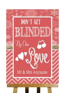 Sonnenbrille rot Winter Weihnachten nicht blenden personalisiert Hochzeitsschild - Bild 1 von 8
