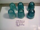 6 EA.BEEHIVE STYLE GREEN /TEAL HUE COLOR AERIAL TELEPHONE WIRE GLASS INSULATORS