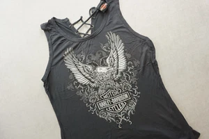 Harley Davidson Tank Top Lace Size Xl Gray Sleeveless - Picture 1 of 9