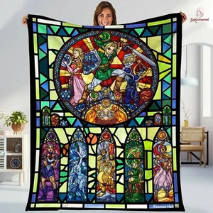 Legend Of Zelda Fleece Blanket, Zelda Blanket, Legend Of Zelda Stained Glass Bla - Picture 1 of 4