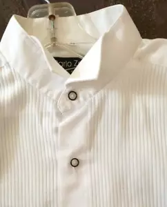 CARLO ZANELLI DRESS SHIRT *ITALY *Size 38 *Worn Once PLEATED LOOK BIB - Picture 1 of 4