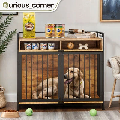 41" Modern Dog Kennel Iron Cage Pet Crate Double TV Stand Secure Lock Door Hooks - Image 1 of 4