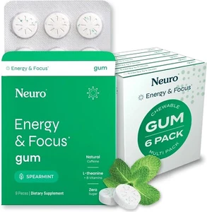 Neuro Gum Energy & Focus Gum (54 Pieces) - MultiPack - Spearmint Flavor - Picture 1 of 7