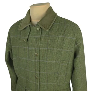 Hoggs of Fife Wmn Green Khaki Wool Check Hunting Shooting Tweed Jacket UK 16 /XL - Picture 1 of 15