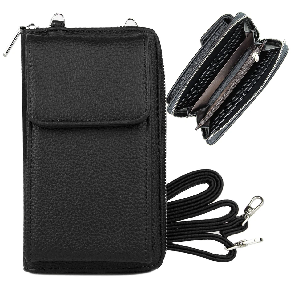 Damen Geldbörse mit Handyfach RFID Schutz Viele Kartenfächer mit Schultergurt - Bild 1 von 1