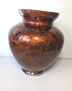Reverse Painted Glass Vase Fire Hot Rustic Gold Home Decor Bouquet Flowers Orang - Picture 1 of 9
